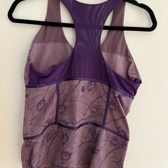 LULULEMON 10 Women's Purple Peacock Print Athletic Bra Tank No pads - Picture 8 of 10